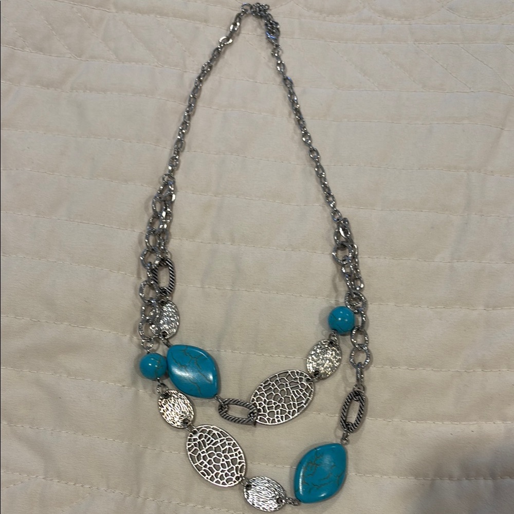Silver and Blue Statement Necklace